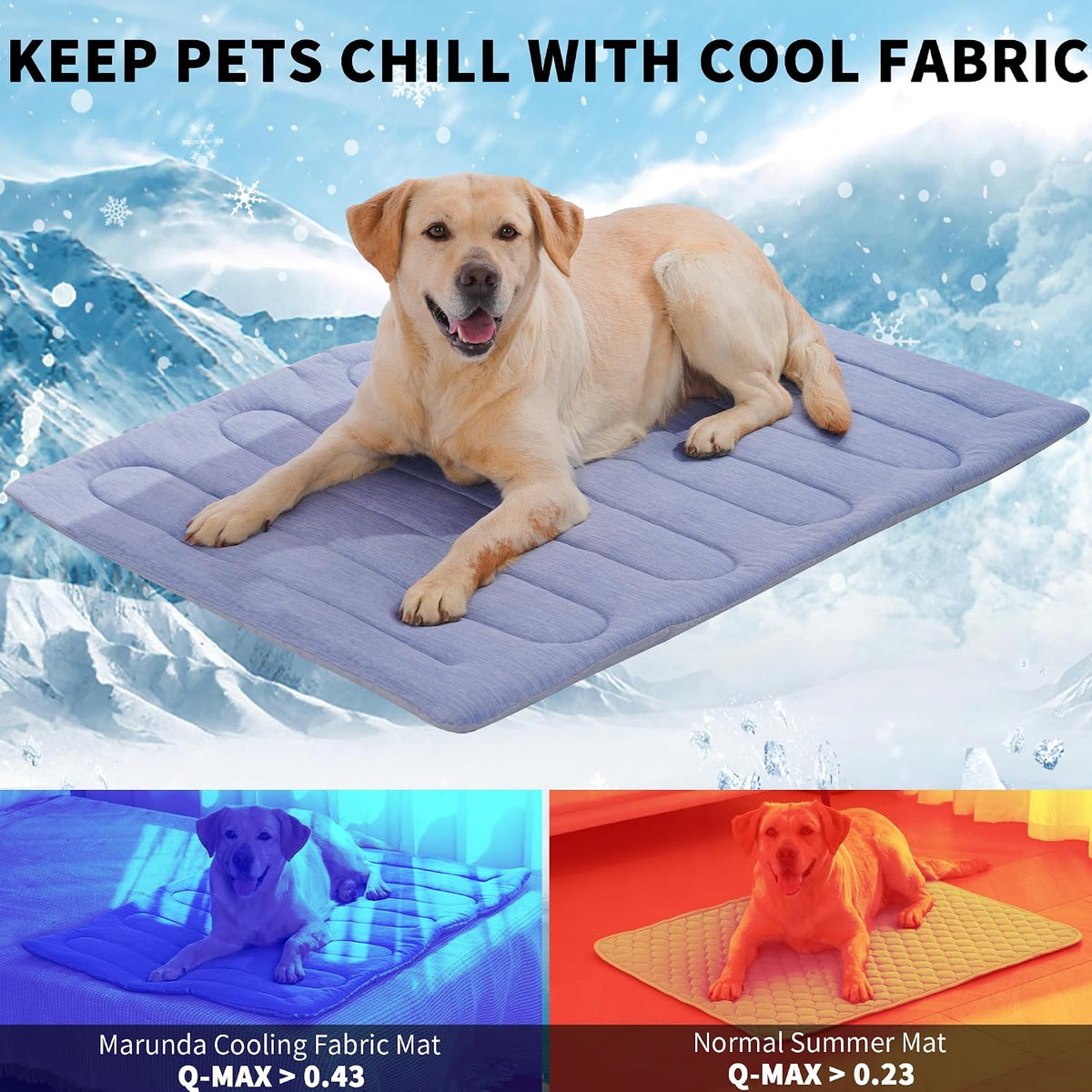 Cooling Mat for Large Dogs, Q-Max>0.46 - Blue / 28" x 20" - M-Crate - image 2