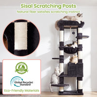 Heybly Cat Tree, 76-Inch Tall Heavy Duty Cat Tower for Big Cats HCT039G – Essentials for Cats - Smoky Gray / 60 inch - image 4