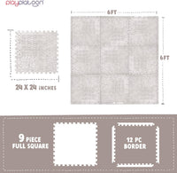 Play Platoon Kids Play Mat, 9 Tile 72x72 Inch - 72"L x 72"W x 0.6"Th / Khaki - image 2