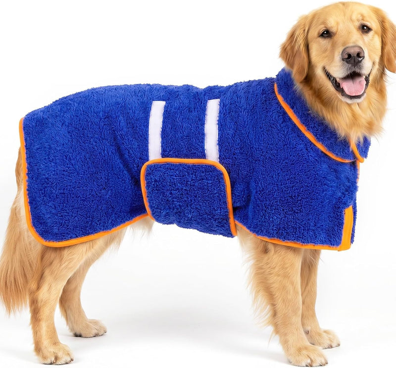 Dog Bathrobe, Super Absorbent for Small to Large Dogs - Dark Blue / X-Large