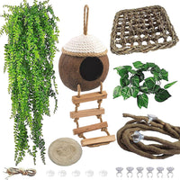 Leopard Gecko Coconut Hut with Ladder - 【Style D】