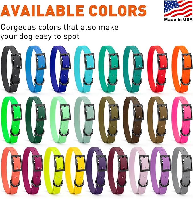 Dogline Biothane Waterproof Dog Collar Strong Coated Nylon Webbing with Black Hardware Odor- Proof for Easy Care Easy to Clean High Performance Fits Small Medium or Large Dogs, Violet Purple