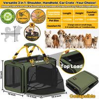 Expandable Pet Carrier for Small Cats & Dogs - 24.0"L x 16.0"W x 16.0"H / Forest Green - image 2