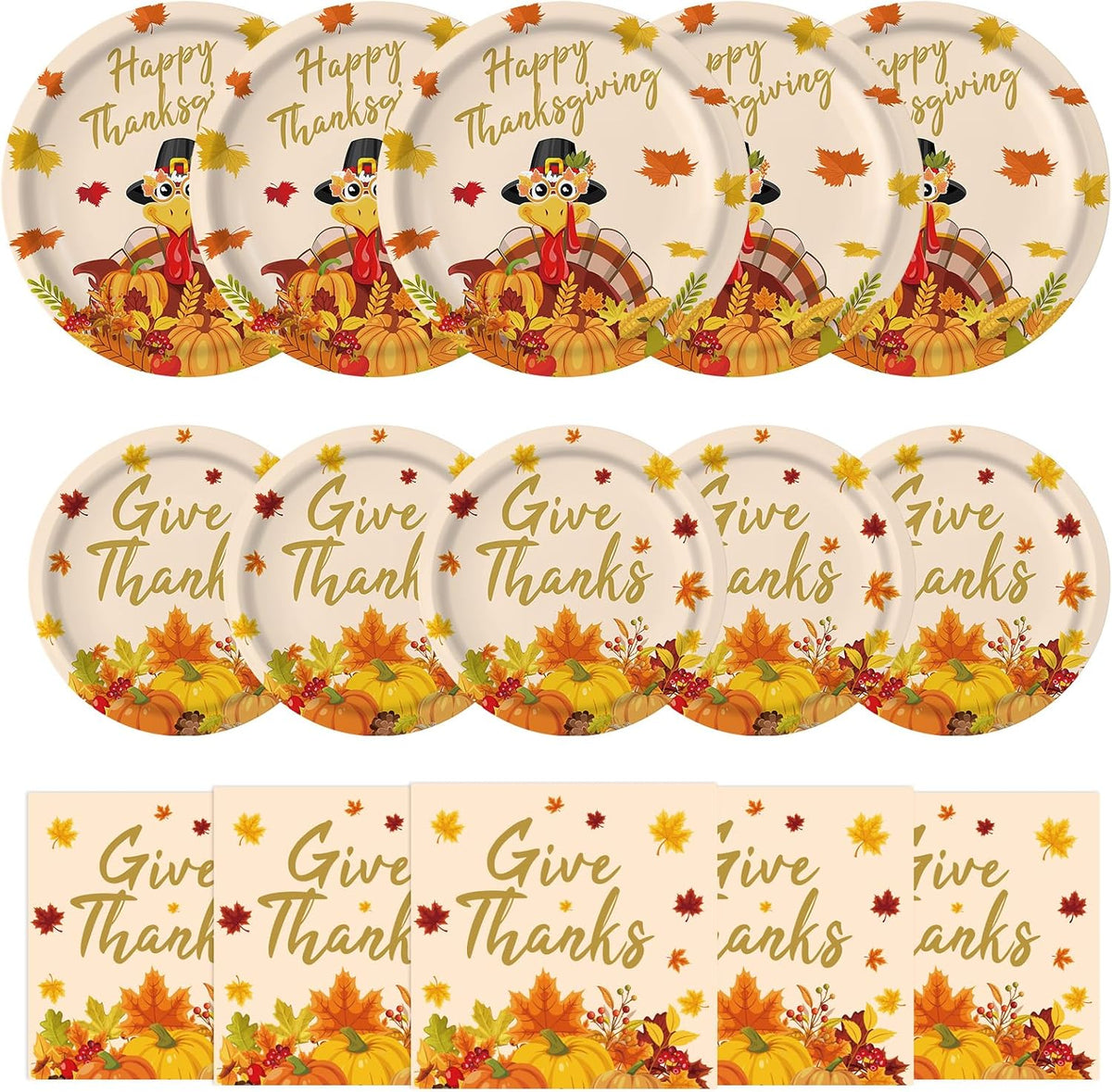 PERFQU 150-piece Halloween plates and napkins set with pumpkin and ghost prints - view 3