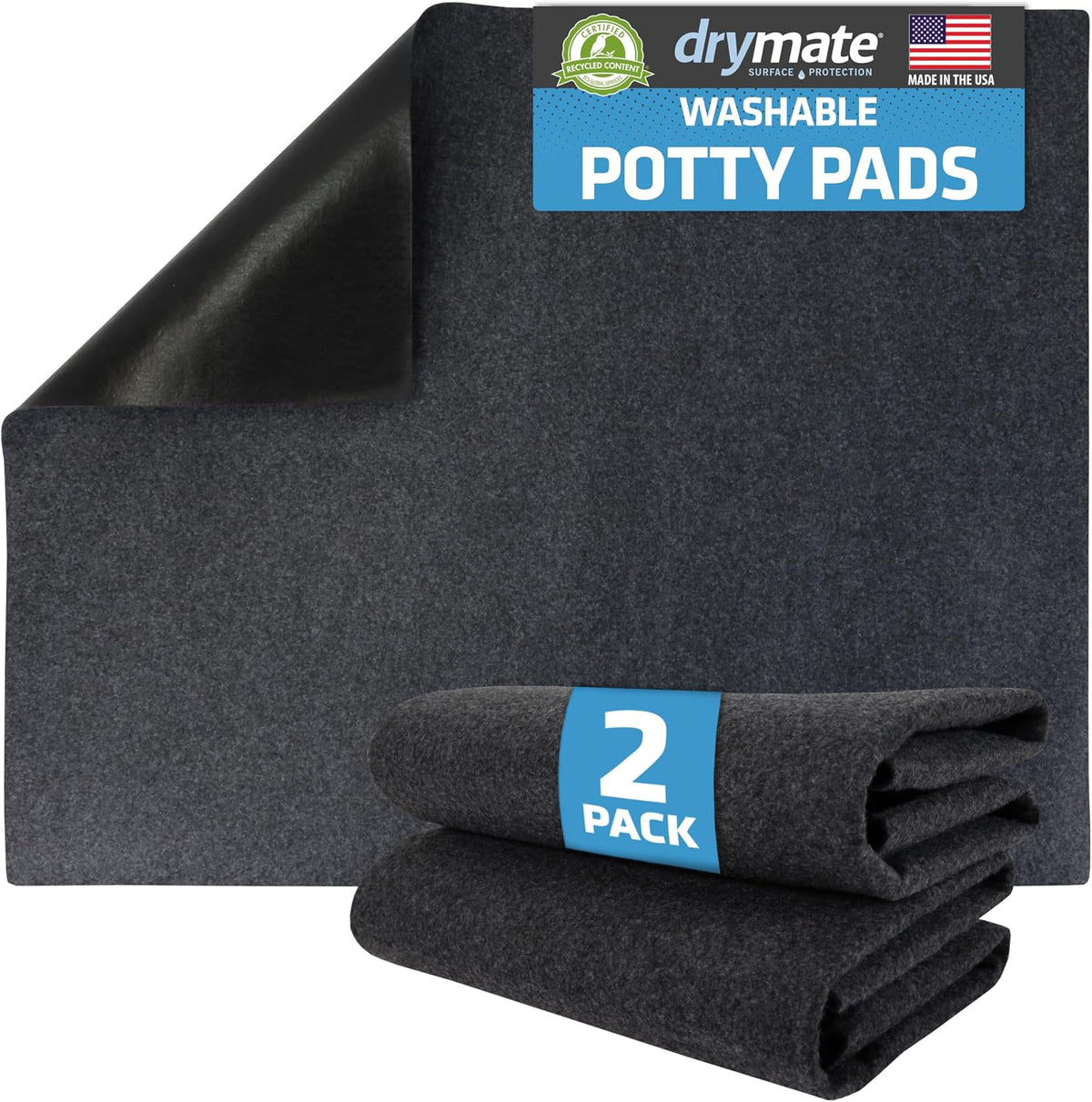Drymate 2-Pack Washable Pee Pads for Dogs, 29x36 - 29" x 36" (2-Pack) / Charcoal