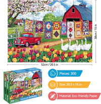 EIYRURU 300 piece jigsaw puzzle of a cottage garden with swans and bridge - view 19