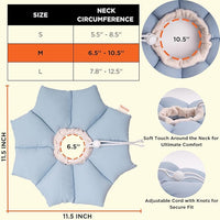 Puffy Crew Soft Cat Cone Collar, Adjustable Waterproof Recovery Collar, Lightweight Elizabethan e Collar for Cats of All Breeds (Blue, Medium, Neck Circumference 6.5"–10.5")