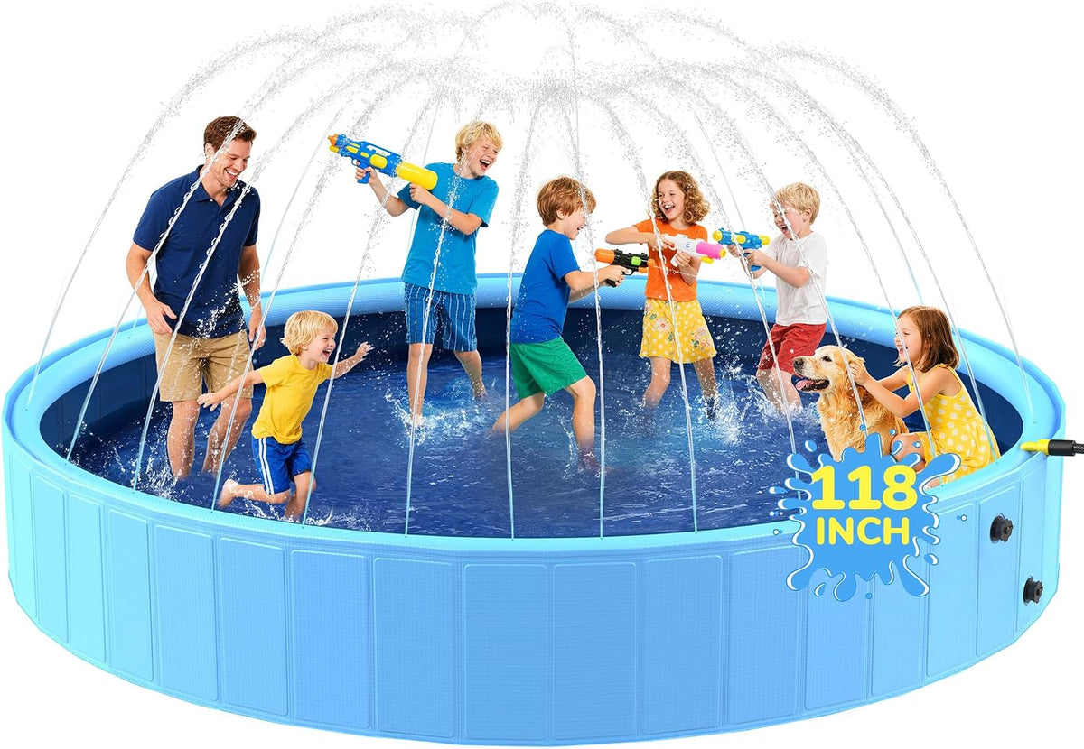 47'' Foldable Dog Pet Bath Pool, Heavy Duty Non-Slip Kiddie Pool - Jumbo-118"-744Gal