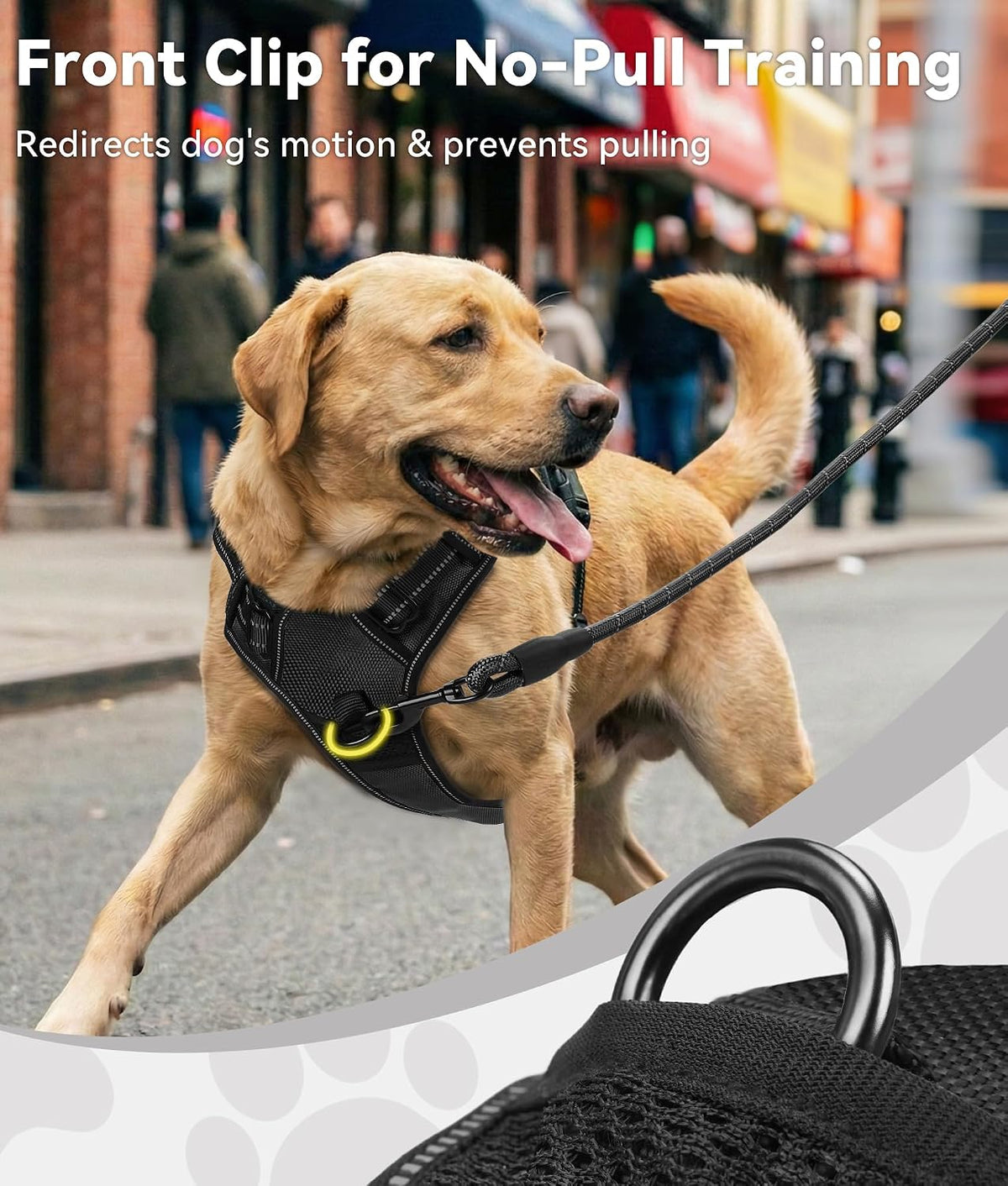 Joytale No Pull Dog Harness Medium Sized Dog, Front Clip - Medium / Black - image 2
