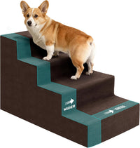 Dog Stairs for Bed, Extra Wide 4-Step Dog Steps for High Bed - Brown / 4 Steps
