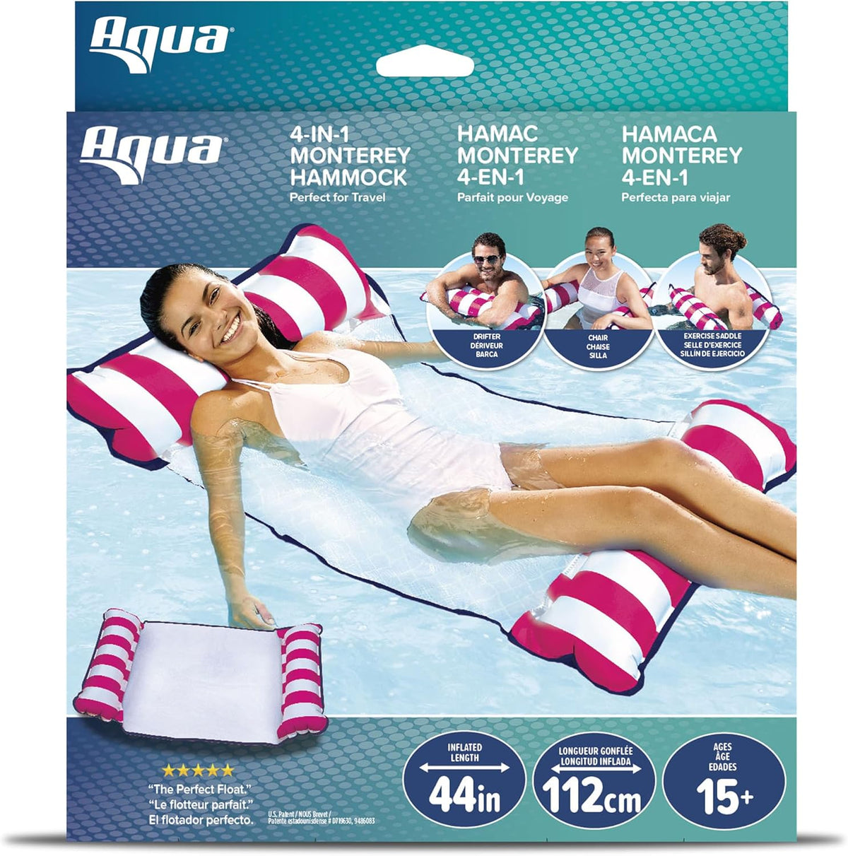 Aqua 4-in-1 Monterey Hammock Pool Float & Water Hammocks - Pink / Monterey Hammock / 1 Pack - image 2
