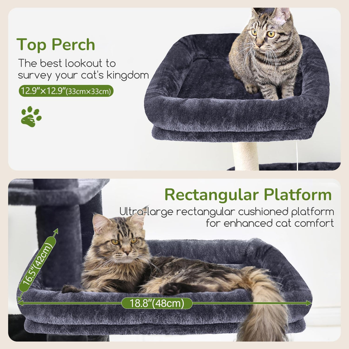 Globlazer 65in Sturdy Cat Tree Tower for Indoor Large Cats, S65 - 65inch / Dark Grey - image 3