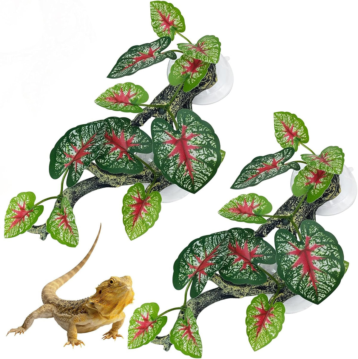 2 PCS Reptile Corner Branch - Green With Red