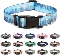 Mercano Adjustable Dog Collar - Special Design Patterns, Soft Nylon Comfortable Durable Pet Collar for Small Medium Large Dogs (L, Forest)