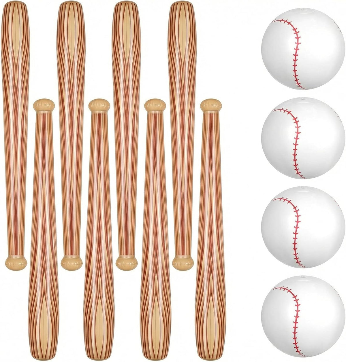 Lewtemi inflatable baseball set with 4 blow-up bats and 2 baseball-print beach balls - view 8