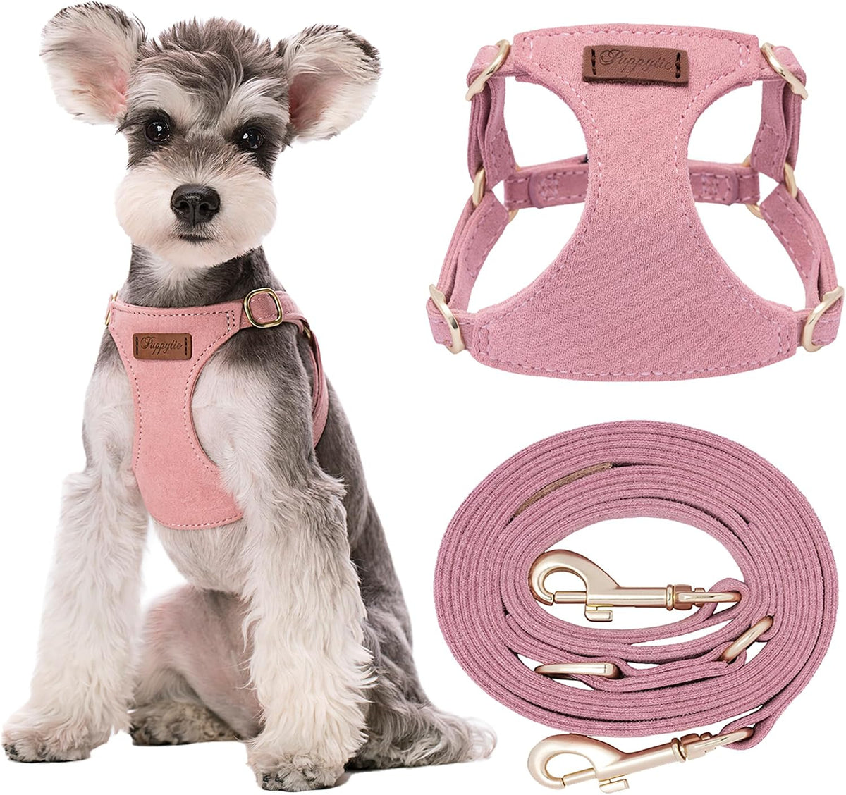 Puppytie Small Dog Harness and Leash Set, Pink, S – Essentials for Dogs - A-Pink / S(9-17.5lb）
