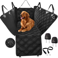 Meadowlark XL Dog Seat Covers Unique Design & Full Car Protection-Doors,Headrests & Backseat. Extra Durable Zippered Side Flap, Waterproof Hammock Pet Seat Cover + Seat Belt & 2 Headrest Protectors