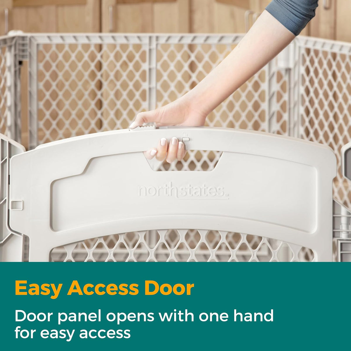 MyPet North States Petyard Plus: 3 Ft. Wide Folding Dog Playpen - 6-Panel / Walk-Thru Door / Light Gray - image 3