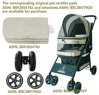 ROODO 4 Wheel Dog Cat Pet Stroller Best Lightweight Foldable Compact Portable Jogger All Terrain Travel Pet Gear Puppy Doggie Bunny Kitty Stroller for up to 30lbs Medium Small Dogs Cats(Light Khaki)