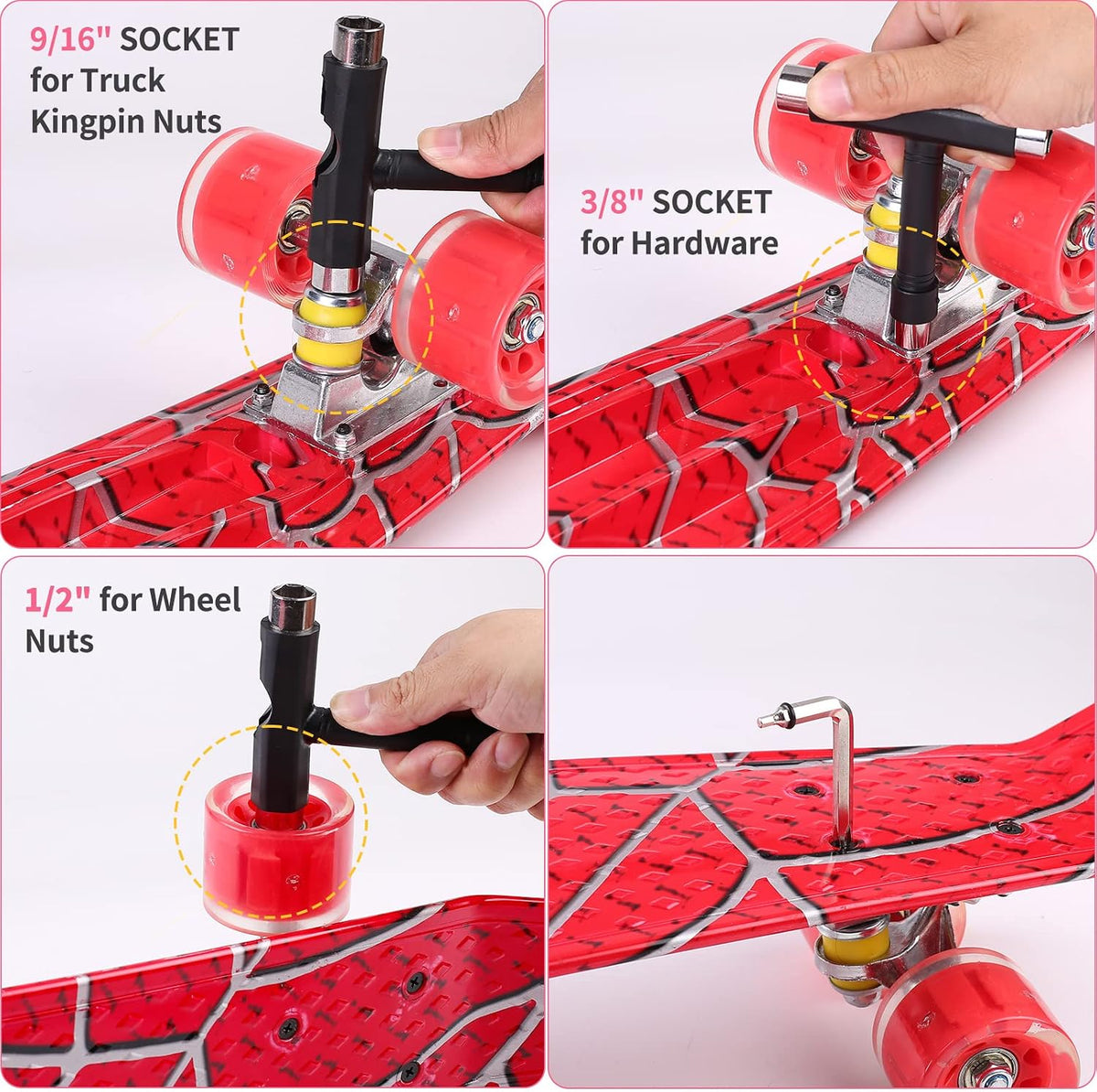Skateboards, 22" Complete Skateboard - Red - image 4