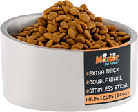 Master Pet Supply Stainless Steel Slanted Dog Cat Food Bowl 24 oz - Bone White / 3 Cups (24 oz)