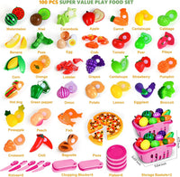 100 Pcs Play Food Set for Kids Kitchen - Pink - image 2