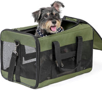 Conlun Cat Carrier Soft-Sided Pets Travel Carriers up to 15 Lbs - Green / 19.6"L x 12.6"W x 2.5"H