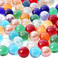 FUTUREPLUSX 75PCS Blue Marbles Bulk, for Kids Marble Run Games - Transparent multicolor marbles