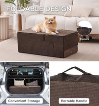 Made4Pets Dog Stairs for High Bed, Extra Wide Pet Stairs for Bed Couch Sofa, 35D Foam Pet Steps for Small Dogs and Cats, Non-Slip Bottom Dog Steps, Brown, 5 Steps