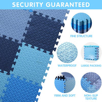 16 Tiles Foam Play Mat, Soft & Safe EVA Foam Mats for Floor - Dark Blue/Gray Blue/Light Blue/Blue - image 4