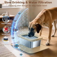10L No Spill Dog Water Bowl Stainless Steel for Messy Drinkers – Essentials for Dogs - Beige - image 3