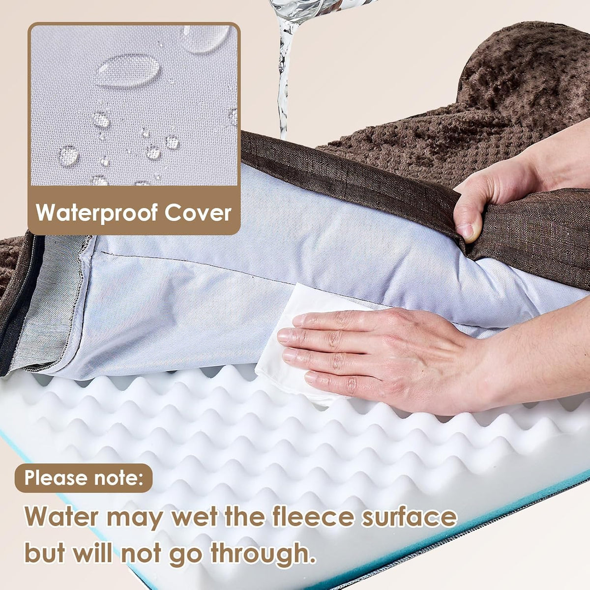 EHEYCIGA Orthopedic Dog Bed Medium Size, Memory Foam Dog Bed - Brown / 30.0"L x 20.0"W x 6"Th - image 3