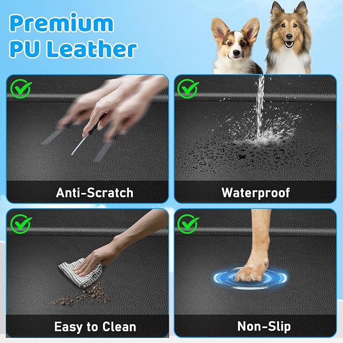 URPOWER PU Leather Back Seat Extender for Dogs – Hard Bottom Dog Car Seat Cover Holds 400 lbs, Anti-Scratch & Waterproof Dog Hammock for Cars, SUVs & Small Trucks, Dogs Car Bed Pet Backseat Protector