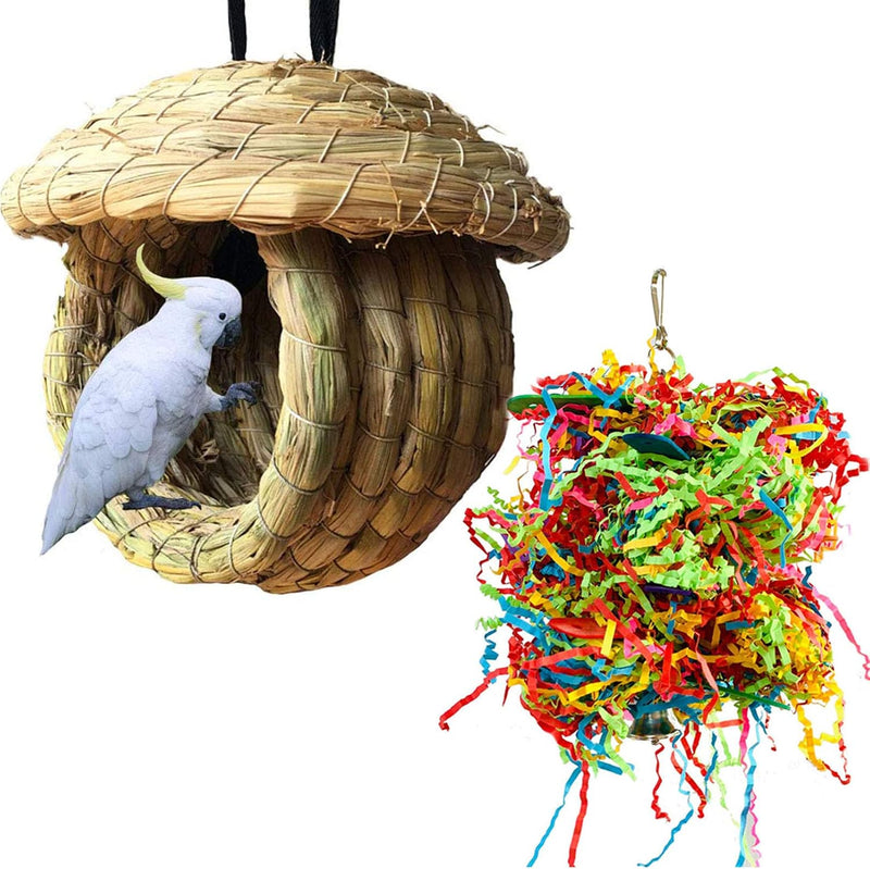 Bird Nest Grass Bird Hut Outdoor Hanging Birdhouse Canary Nest – Essentials for Birds