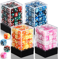 Foilswirl 144-piece 12mm mini dice set in brown, dark red, blue and gray with storage boxes - view 4