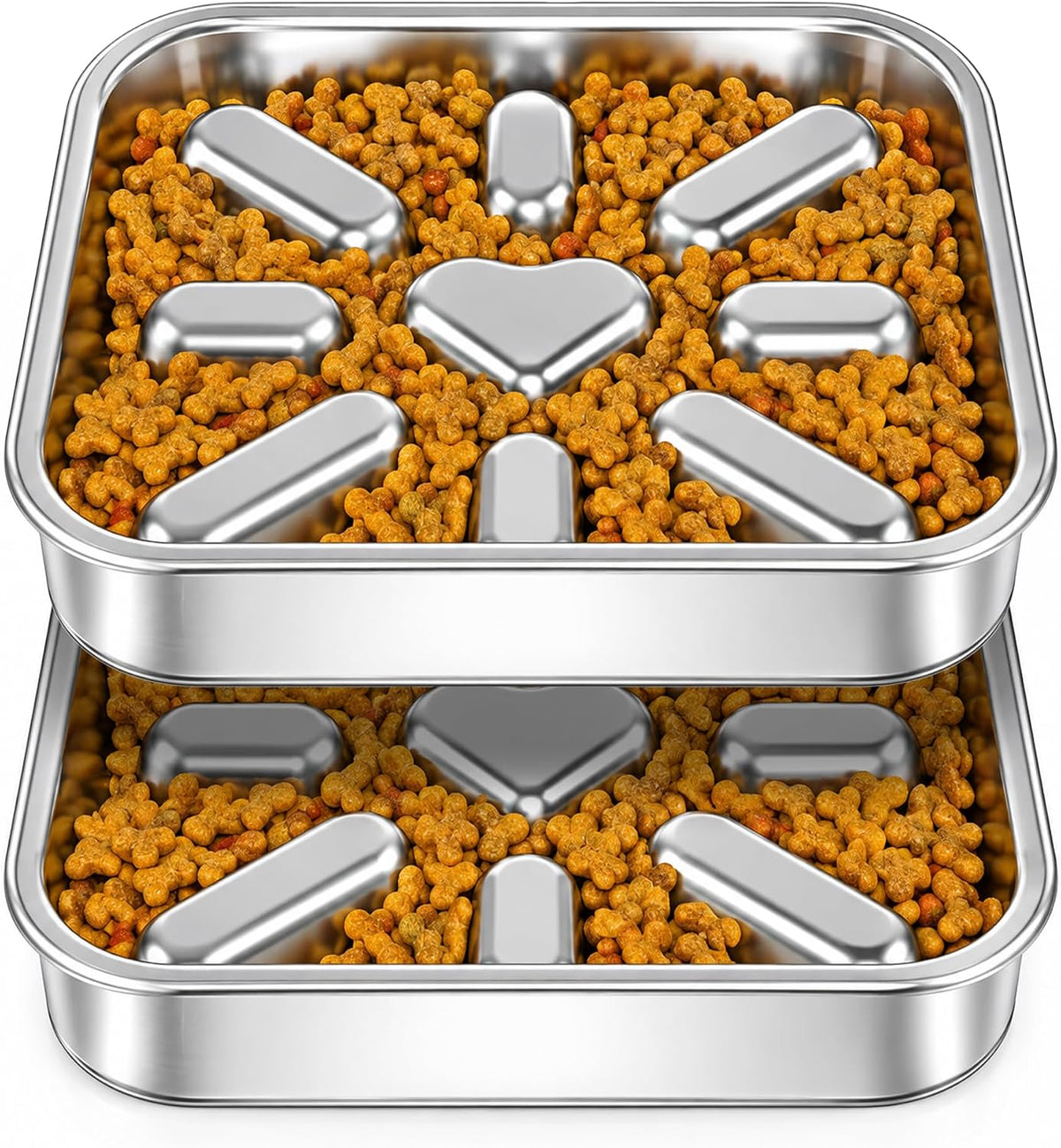 Slow Feeder Dog Bowls with Non-Slip Mat - 2.5 Cup 2 Pack