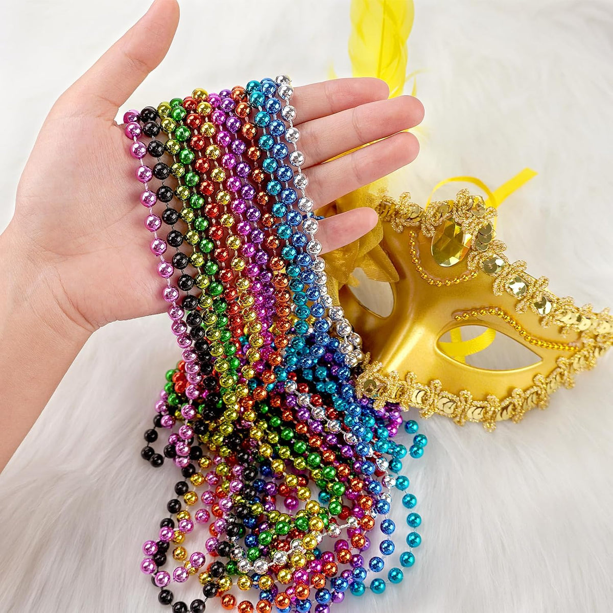 ZZYFGH 12 PCS Bead Necklace, 33'' Mardi Gras Beaded Necklaces – Fun for Kids & Family - Colorful - image 4