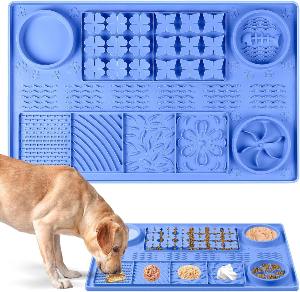 Silicone Snuffle Mat for Dogs 23.6"x 15.7" Large Slow Feeder Mat - Blue:32"x20"