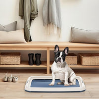 IRIS USA Pee Pad Holder - For Small Sized Dog and Puppy Pee Pads, Secured Latches, Non-Skid Feet, High Polish Finish for Easy Cleaning, Leak Protection, Fits 17"x23" Pad, Navy