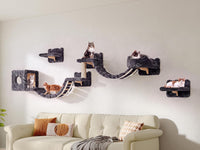Cat Wall Shelves, 9-in-1 Wood Cat Wall Furniture Set, Burlywood – Essentials for Cats - Grey / 9 Piece Set