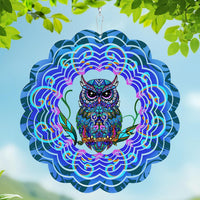 Rooster Metal Wind Spinners - Owl / 12 Inch