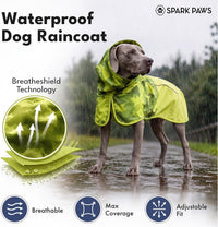 Spark Paws Dog Raincoat, Waterproof Rain Jacket w/Hood - Camo Lime / X-Large - image 3