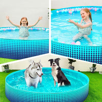 Jasonwell Foldable Dog Kiddie Pool - Hard Plastic Kids Paddling Pool Toddler Baby Swimming Pools for Backyard Collapsible Whelping Box Pet Doggie Cats Wading Pools Bathtub for Puppy Large Dogs 40In