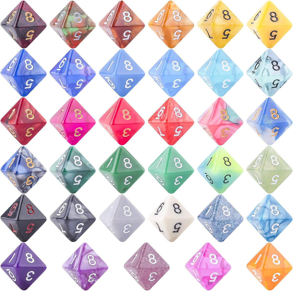 AUSTOR 35 Pieces 20 Sided Dice Polyhedral Dice Set Mixed Color Game - 8 Sideds - image 2