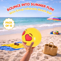 12-Pack 12“ Beach Balls - Bulk Classic Beachball Inflatable Swimming Pool Toys for Games Adults - Emoticon - image 2