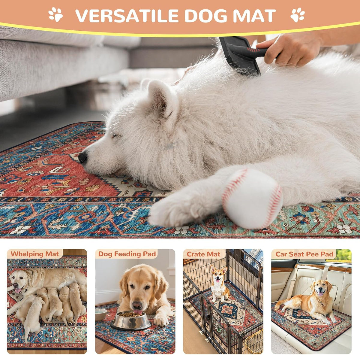 Lahome Botanical Washable Reusable Pee Pads for Dogs, 36x48 - Red / 2FT x 2FT (Pack of 2) - image 4