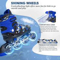 Kuxuan Boys Adjustable Inline Skates with Light up Wheels for Kids - Blue / Large(Kids 3-6 US) - image 3