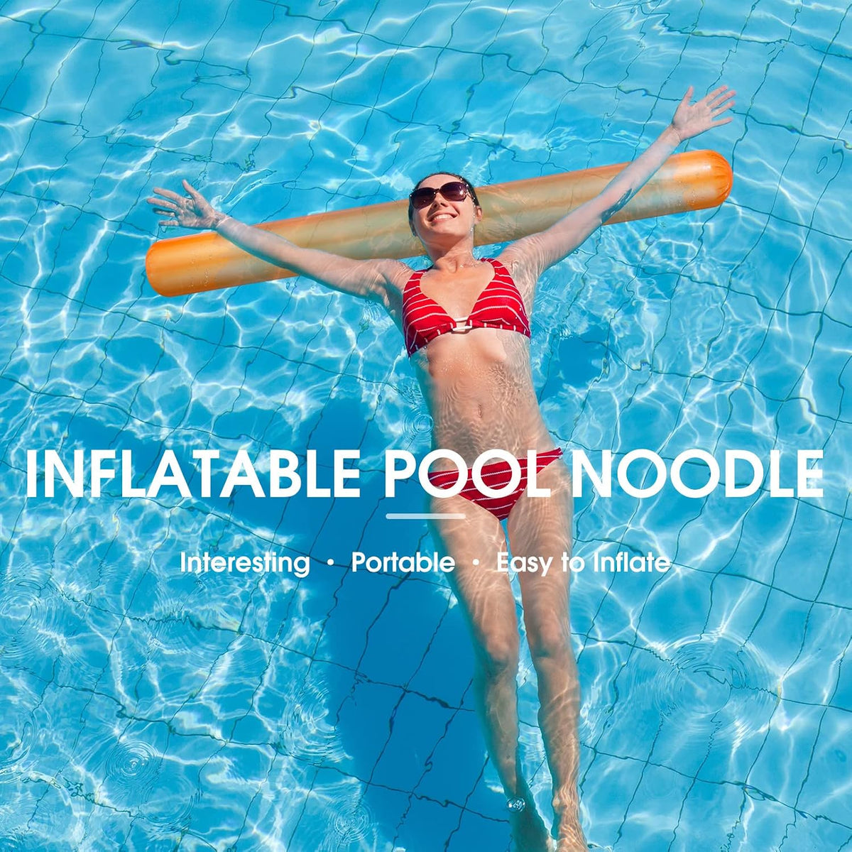 Chivao inflatable PVC swim noodles in red, yellow, blue, orange and green - view 3