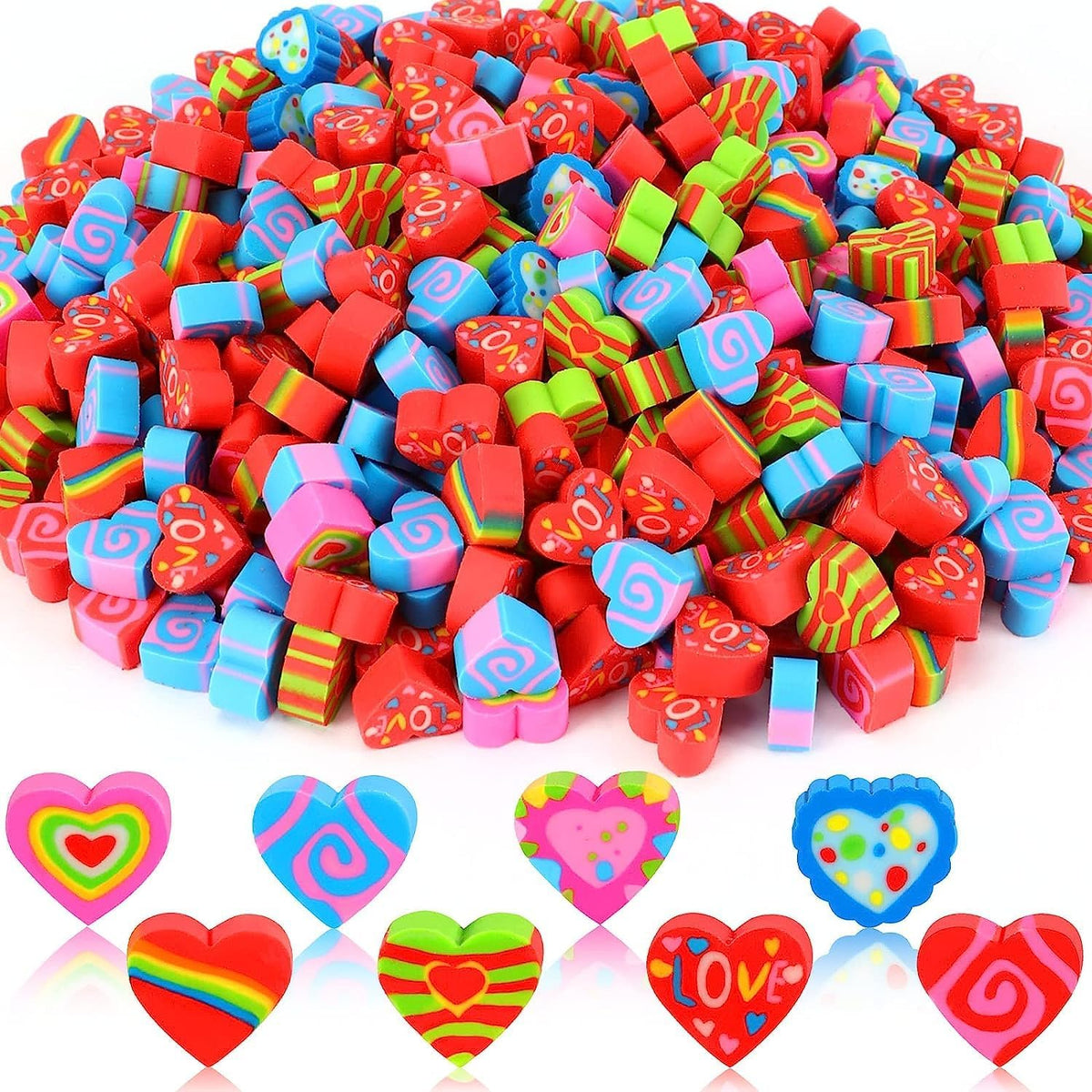 JUNEBRUSHS 150Pcs Fall Mini Erasers - Valentine Style