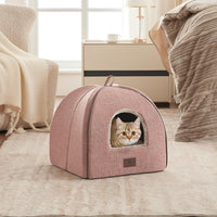 Cat Bed for Indoor Cats - Cat Cave Beds Cat House Cat Tent with Removable Washable Cushioned - Pink / L(17.5 x 17.5 x 17.5 Inch)